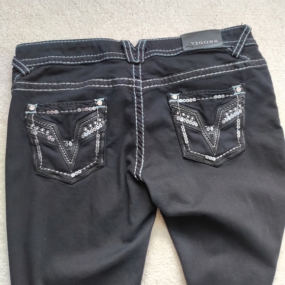 EUC Vigoss Black Chelsea Skinny Jean Sz 15/16, 31" Long - Picture 6 of 11